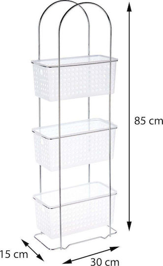 5Five F-V Floor Bathroom Shelf Plastic with 3 Shelves 30x15x85cm Silver