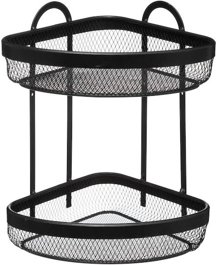 Atmosphera Ecke An der Wand montierte Badezimmerregale Metallisch mit 2 Regalen 22.2x22.2x33.7cm Schwarze