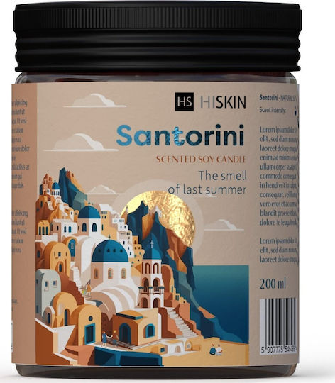 HiSkin Aromatic Soy Candle Bon Voyage Santorini in a Black Jar 200g