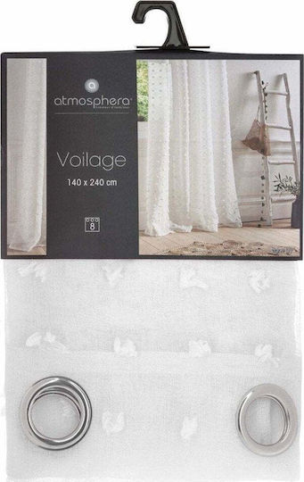 Atmosphera Curtain with Grommets As Lily White White 140x240cm