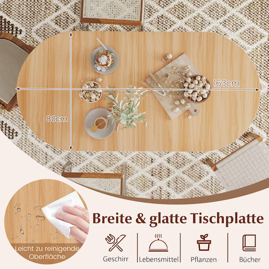 Foldable Outdoor Wooden Table Natural Wood 163x80x75cm