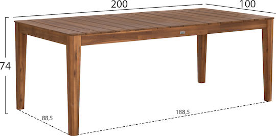 Masă din Lemn pentru Exterior Nole Natural 200x100x74cm