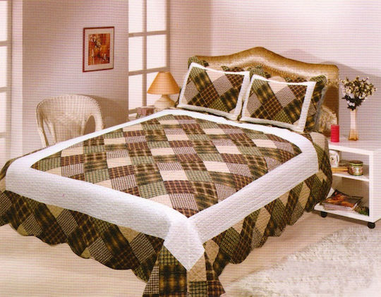 Silk Fashion 13-86 Подредба Покривало Кингсайз Памук Кафяв 220x240см 3бр