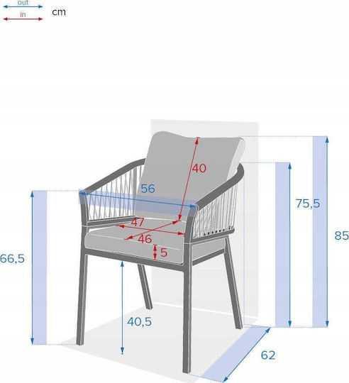 DLGTP Gartenstühle Aluminium Anthrazit mit Kissen