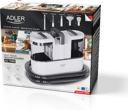Adler Ad7088 Σκούπα Βιολογικού Καθαρισμού 400W με Πλαστικό Κάδο 1.5lt Λευκή