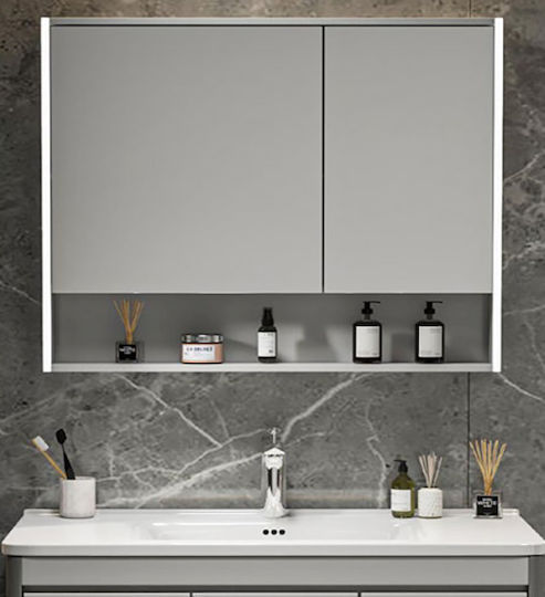 Martin 3MYVON100GR Καθρέπτης Led από Plywood 95x70cm Γκρι