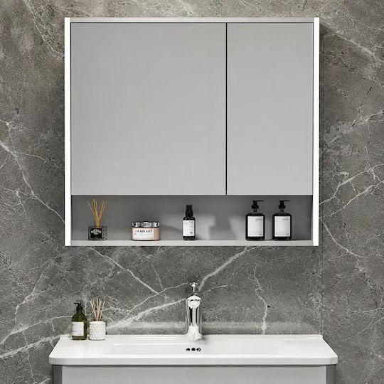 Martin Καθρέπτης Μπάνιου Led από Plywood 75x70cm Γκρι
