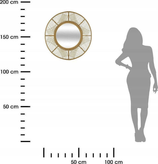 Oglindă de Perete cu Maro Ramă din Lemn Diametru 70cm 1buc