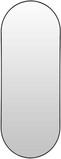 Edaxo Oval Wall Mirror with Black Metal Frame 80x30cm