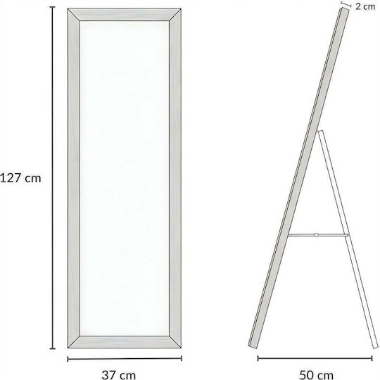 Edaxo Wall Mirror Full Length with Brown Wooden Frame 127x37cm