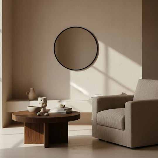 Edaxo Wall Mirror with Metallic Frame Diameter 60cm