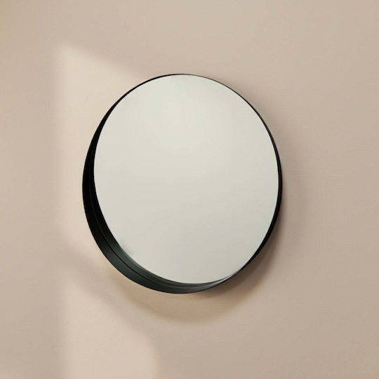 Edaxo Wall Mirror with Black Metallic Frame Diameter 50cm