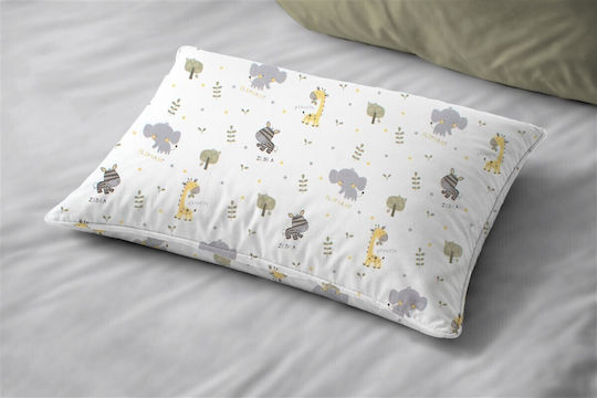 Dimcol Happy Safari 713 Fata De Pernă Pentru Copii Din 100% Bumbac 50x70cm Alb-Gri