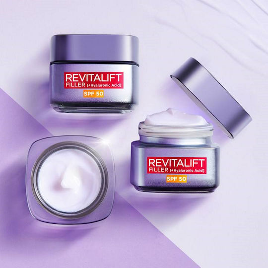 L'Oreal Paris Revitalift Filler Лек Дневен Крем За Лице SPF50 За Хидратация Против Стареене И Стягане На Кожата С Хиалуронова Киселина 50ml