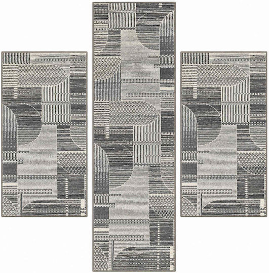 Diva Hl295a Modern Bedroom Rug Set Grey Diva-HL295-Grey Set 3 Pieces