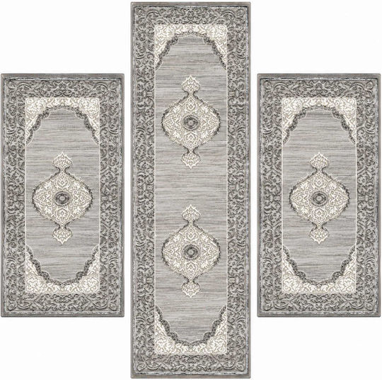 Diva Hl293a Modern Bedroom Rug Sets Grey Diva-HL293-Grey-Set 3 Pieces