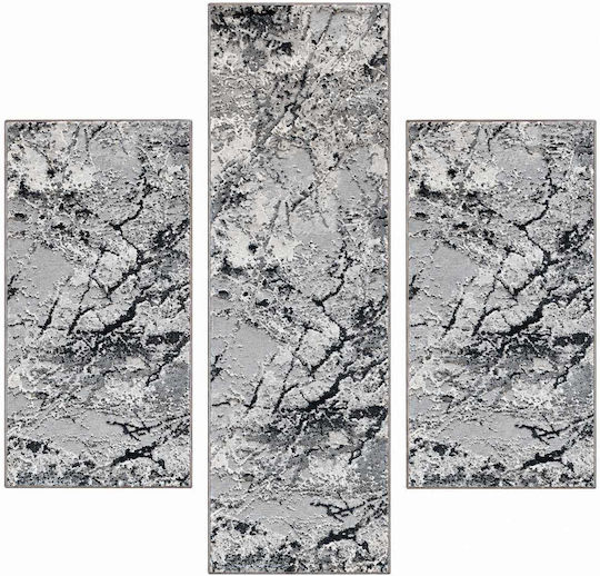 Diva Hl299a Modern Bedroom Rug Set Grey Diva-HL299A-Grey-Anthracite Set 3 Pieces