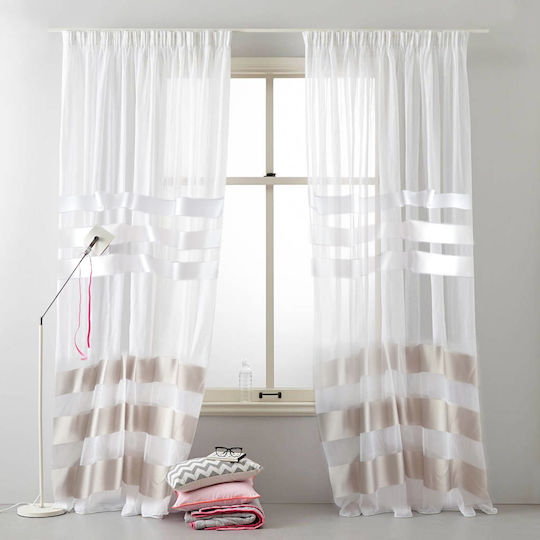 Saray Home Κουρτίνα με Τρέσα Παραθύρου Λευκή 280x140εκ.