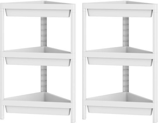 Costway Corner Floor Bathroom Shelf Plastic 67.5x44.45x25.4cm White