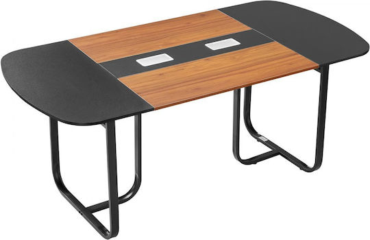 Τραπέζι Συνεδριάσεων 180x90x75εκ. Μαύρο & Καφέ