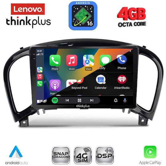Lenovo Автомобилна Аудио Система за Nissan Juke 2009-2020 (Bluetooth/USB/Вграден Wi-Fi/GPS/Apple CarPlay/Android Auto) с Touch Screen 9"
