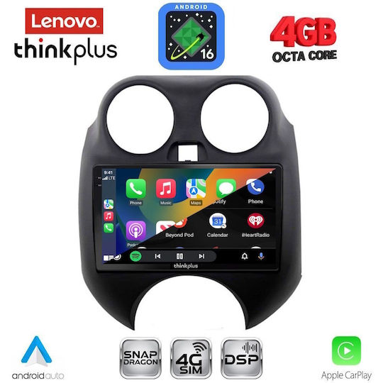 Lenovo Автомобилна Аудио Система за Nissan Micra 2010-2014 (Bluetooth/USB/Вграден Wi-Fi/GPS/Apple CarPlay/Android Auto) с Touch Screen 9"