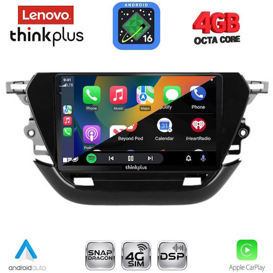 Lenovo Car Audio System for Opel Corsa 2019-2024 Bluetooth USB WiFi GPS Apple CarPlay Android Auto with 9" Touch Screen