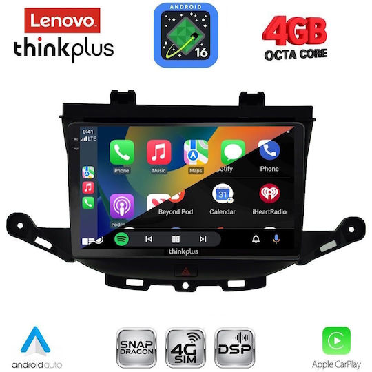 Lenovo Автомобилна Аудио Система за Opel Astra 2015-2022 (Bluetooth/USB/Вграден Wi-Fi/GPS/Apple CarPlay/Android Auto) с Touch Screen 9"