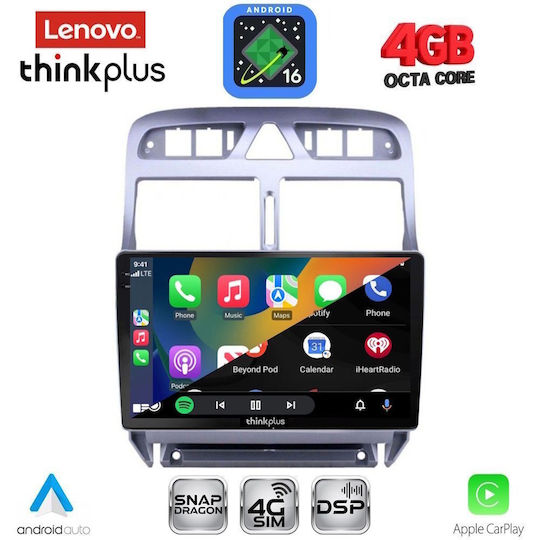 Lenovo Car Audio System for Peugeot 307 2001-2008 Bluetooth USB WiFi GPS Apple CarPlay Android Auto with 9" Touch Screen