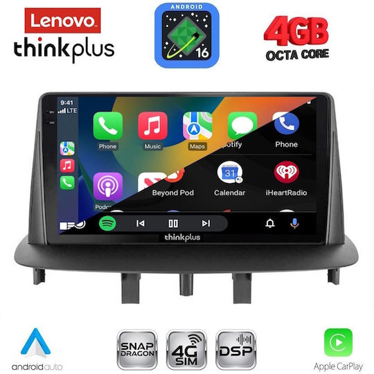 Lenovo Car Audio System for Renault Megane 2009-2016 (Bluetooth/USB/WiFi/GPS/Apple CarPlay/Android Auto) with 9" Touch Screen