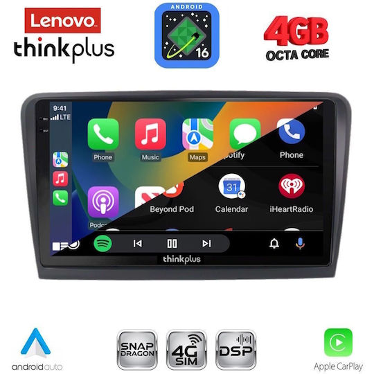 Lenovo Car Audio System for Skoda Rapid 2012-2023 with Clima Bluetooth USB WiFi GPS Apple CarPlay Android Auto with 9" Touch Screen