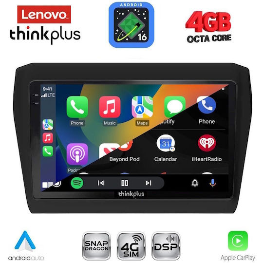 Lenovo Автомобилна Аудио Система за Suzuki Swift 2017-2023 (Bluetooth/USB/Вграден Wi-Fi/GPS/Apple CarPlay/Android Auto) с Touch Screen 9"