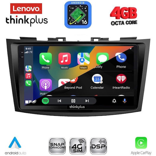 Lenovo Автомобилна Аудио Система За Suzuki Swift 2011-2016 Bluetooth USB Вграден Wi-Fi GPS Apple CarPlay Android Auto С Touch Screen 9"