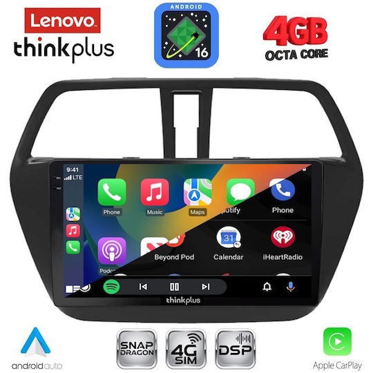 Lenovo Автомобилна Аудио Система За Suzuki SX4 S-Cross 2014-2021 (Bluetooth/USB/Вграден Wi-Fi/GPS/Apple CarPlay/Android Auto) С Touch Screen 9"