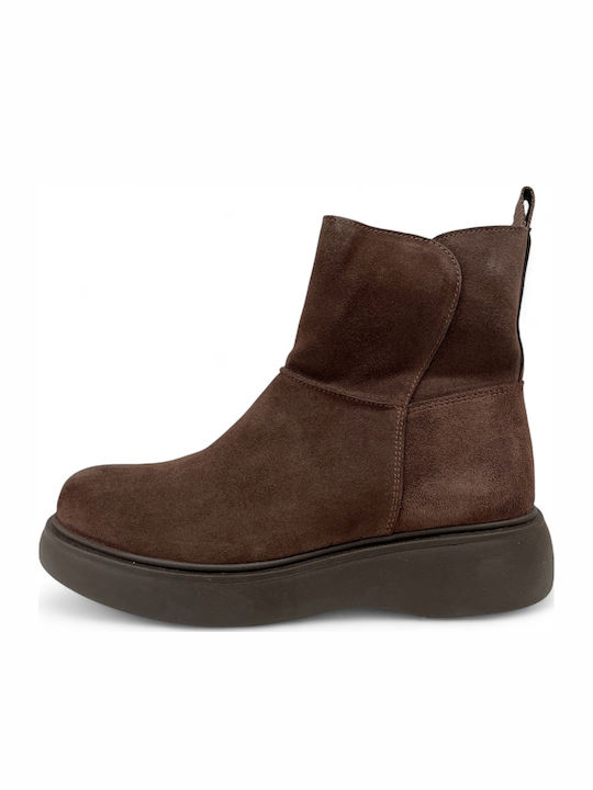Brown Leather Women's Ankle Boots