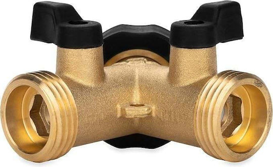 Distribuitor Conductă De Grădină Tip Y Cu 2 Ieșiri Monolit Din Oțel Bronz Robineți Ergonomici Conexiune Rapidă