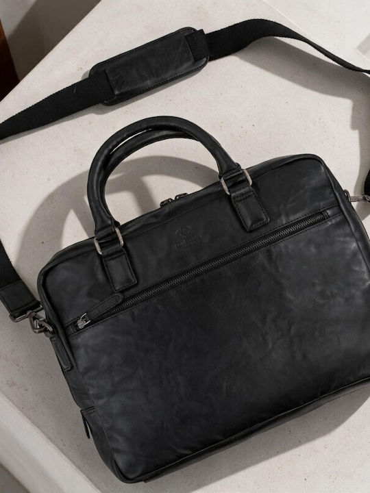 Leather Men's Laptop Bag Black Lightweight Business Bag SL-13-BL