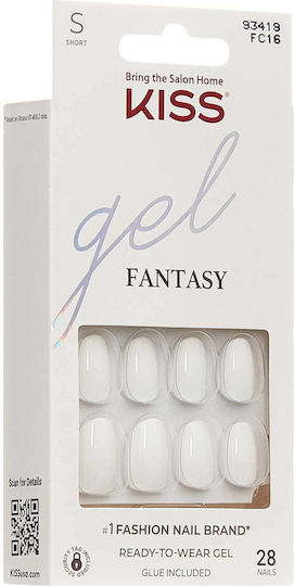 Kiss Gel Fantasy Press-on Short Tipsuri unghii false în Culoare Bej 28 bucăți