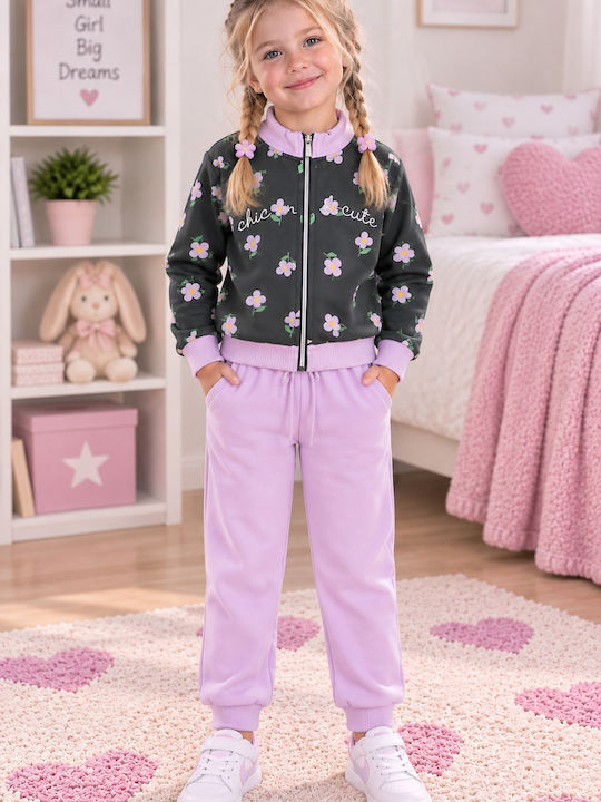 Kinder Sweatpants Set Mit Jacke Flieder