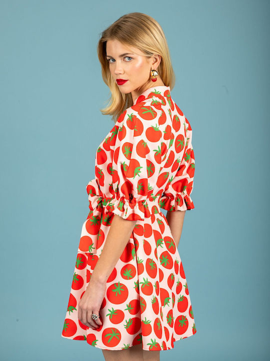 Summer Mini Shirt Dress Red