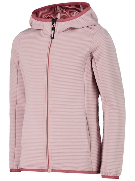 Fleece Bluză pentru copii cu glugă și buzunare Roz