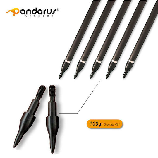 Set 6 Săgeți Arc Compus 6.2 Mm Tub Fibra De Carbon Spine 300 Lungime 32 Inch 27 Gr Săgeată Pandarus
