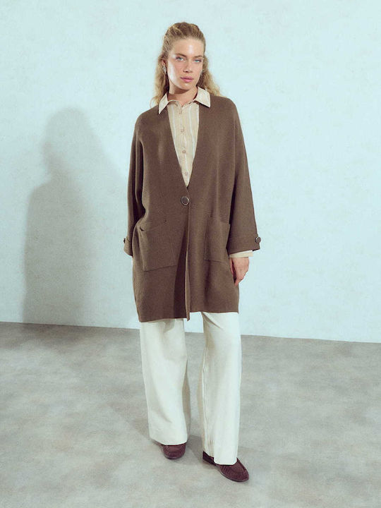 Celestino Cardigan Pentru Femei Lung Oversized Loose Fit Maro