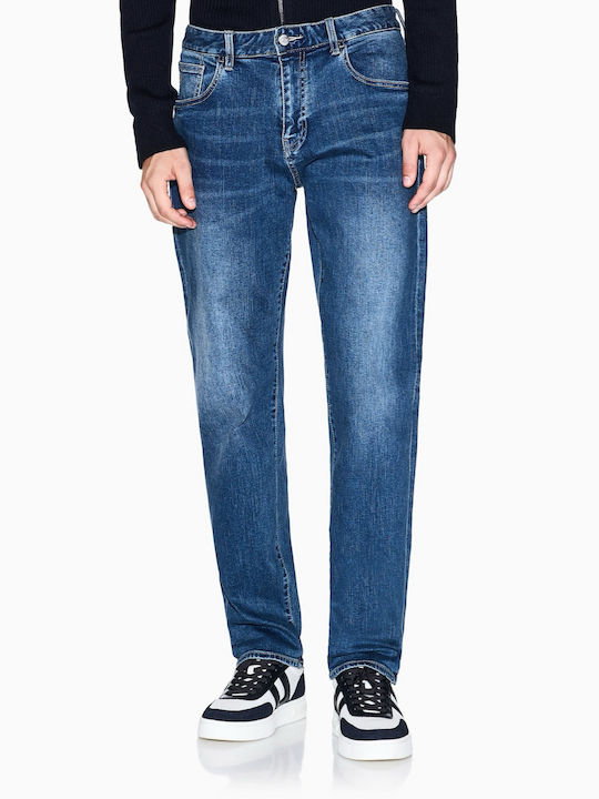 Pantaloni de Blugi pentru Bărbați Elastic Slim Fit Albastru Deschis
