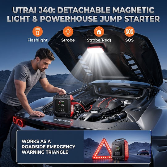 Utrai JS-50 Professional Portable Car Battery Starter 8000A with Power Bank / USB / Pump / Flashlight JS-50