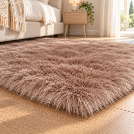 My Home Luxury Angel Неплъзгащ се Килим Пътека Furry Кафяв 60x180cm
