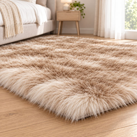 My Home Luxury Angel Rutschfest Teppich Flur Pelzig Beige 60x180cm