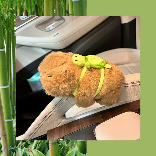 Jucărie de plus Capibara cu rucsac detașabil broască țestoasă stil brățară 15 cm maro verde