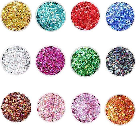 Set De Hârtie De Șlefuit Holografică Hexagonală 1 Mm 12 Culori Amestecate Lucioase Efect Laser Rășină Epoxidică Manichiură Nail Art Machiaj Corporal Decorațiuni Diy
