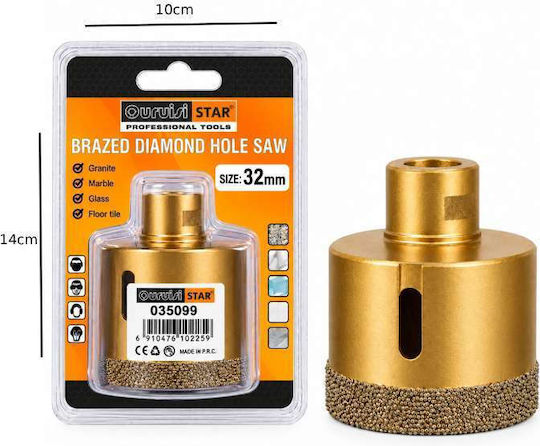 Uruisi Star Diamantkronen-Gewindeschneiden CT2498 Trockenschnitt mit Durchmesser von 32mm bis 38mm für Rasen